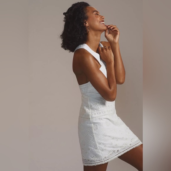 Anthropologie Maeve Eyelet Halter Mini Dress - Picture 5 of 14